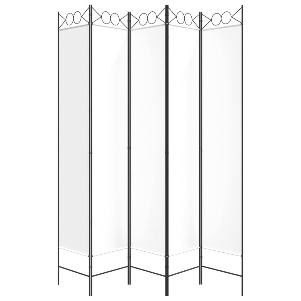 vidaXL 5-tlg. Paravent Weiß 200x220 cm Stoff