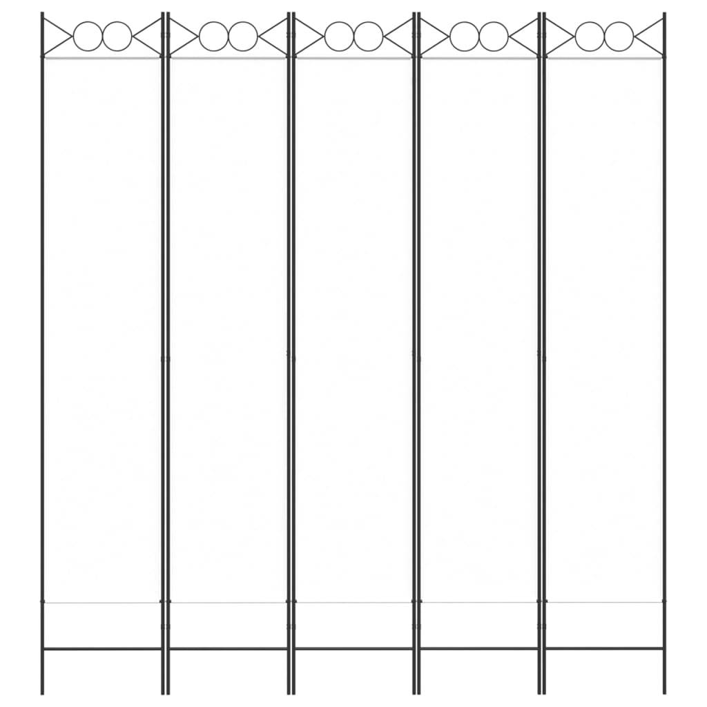 vidaXL 5-tlg. Paravent Weiß 200x220 cm Stoff