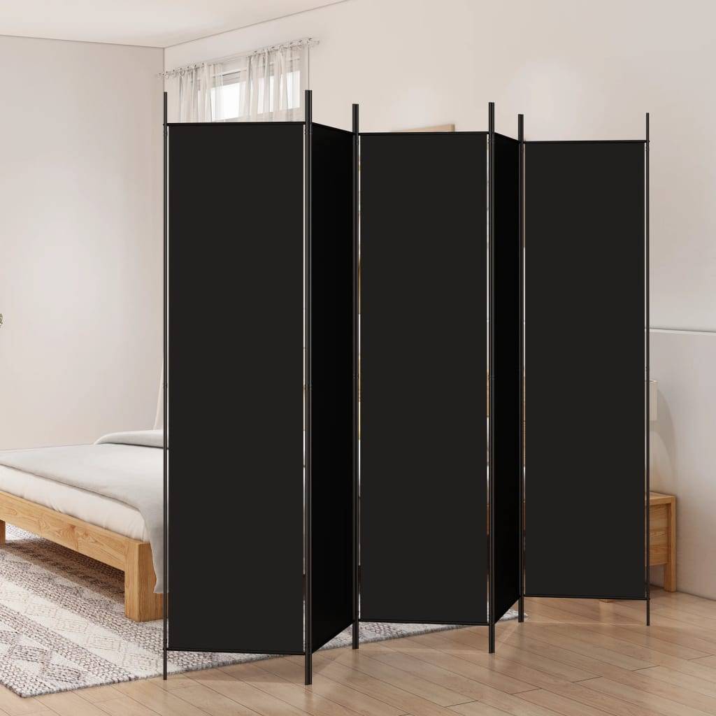 vidaXL 5-tlg. Paravent Schwarz 250x200 cm Stoff