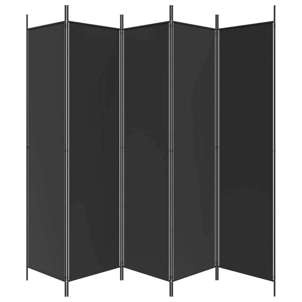 vidaXL 5-tlg. Paravent Schwarz 250x200 cm Stoff