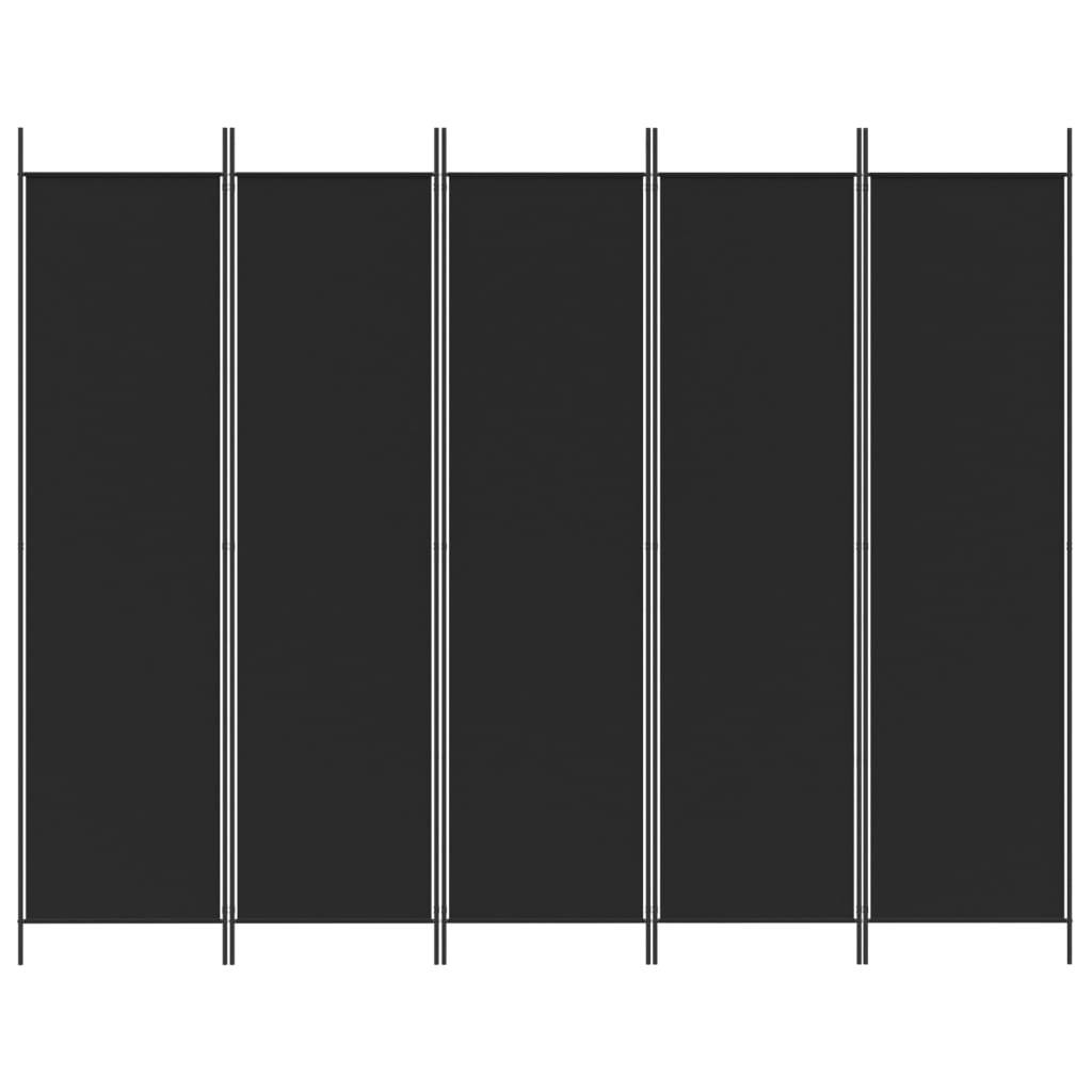 vidaXL 5-tlg. Paravent Schwarz 250x200 cm Stoff