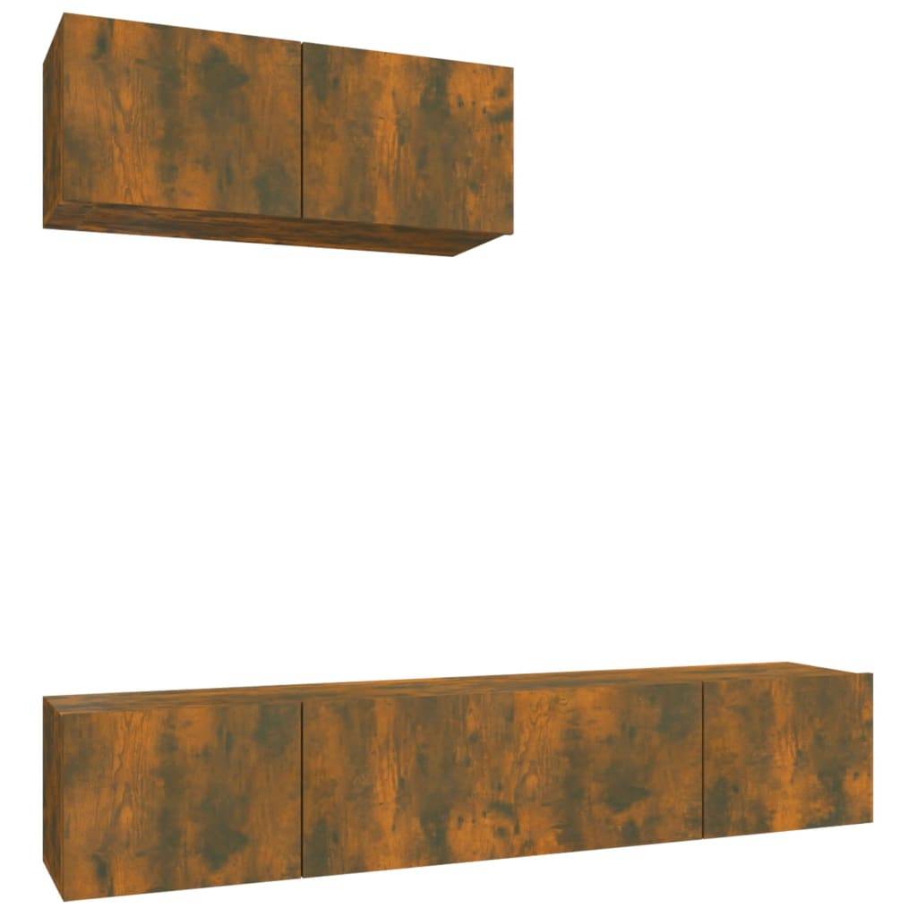 vidaXL 3-tlg. TV-Schrank-Set Räuchereiche Holzwerkstoff
