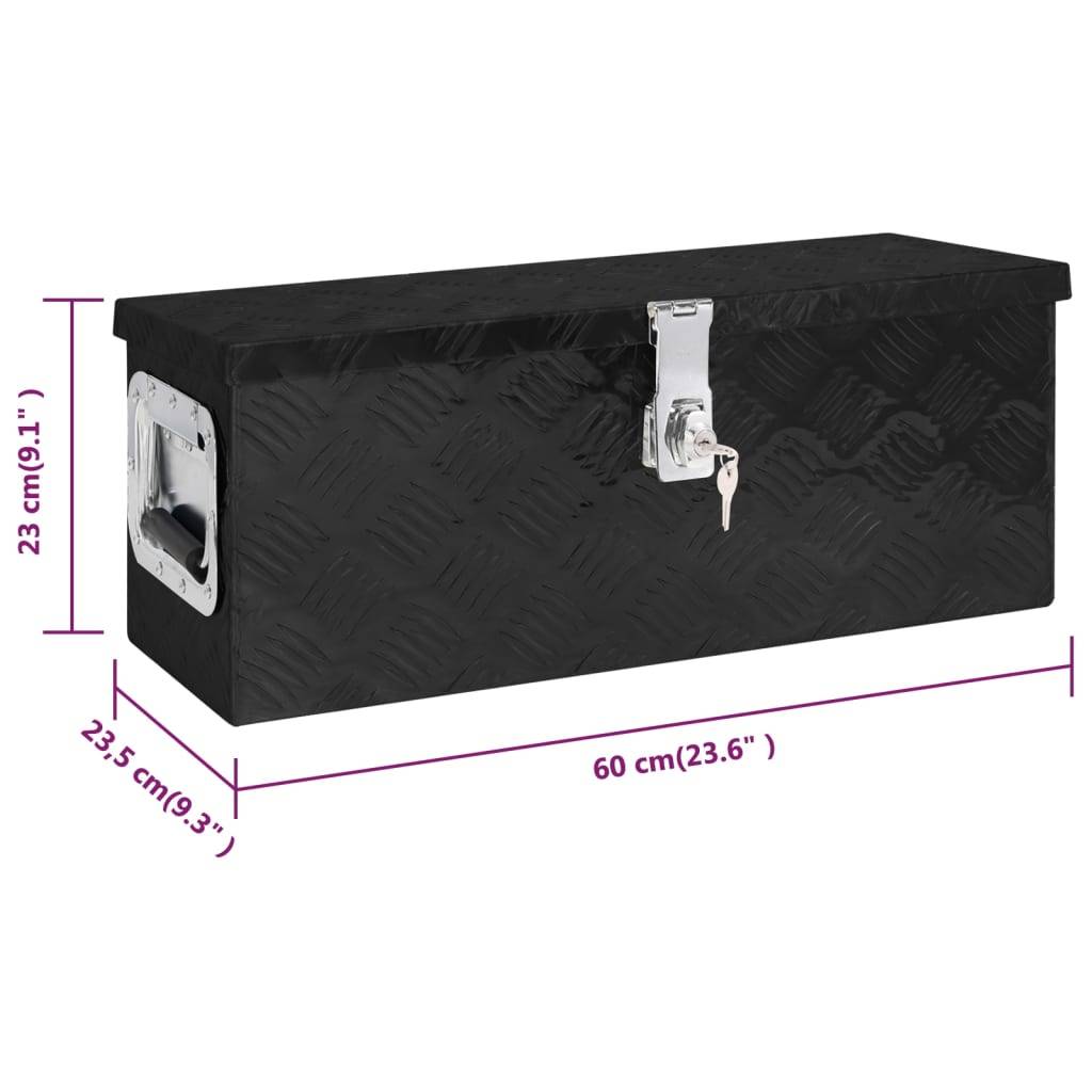 vidaXL Aufbewahrungsbox Schwarz 60x23,5x23 cm Aluminium