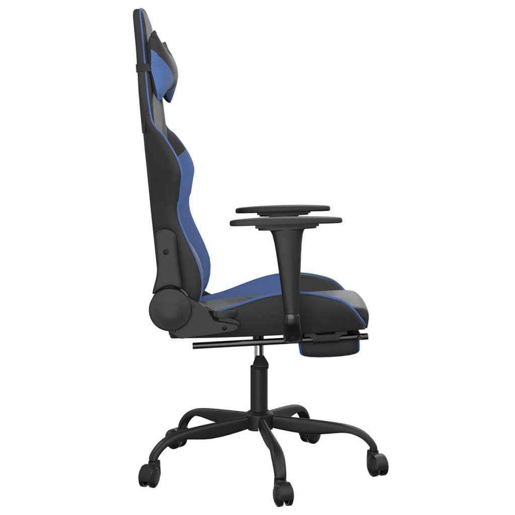 vidaXL Gaming-Stuhl mit Fußstütze Schwarz und Blau Kunstleder