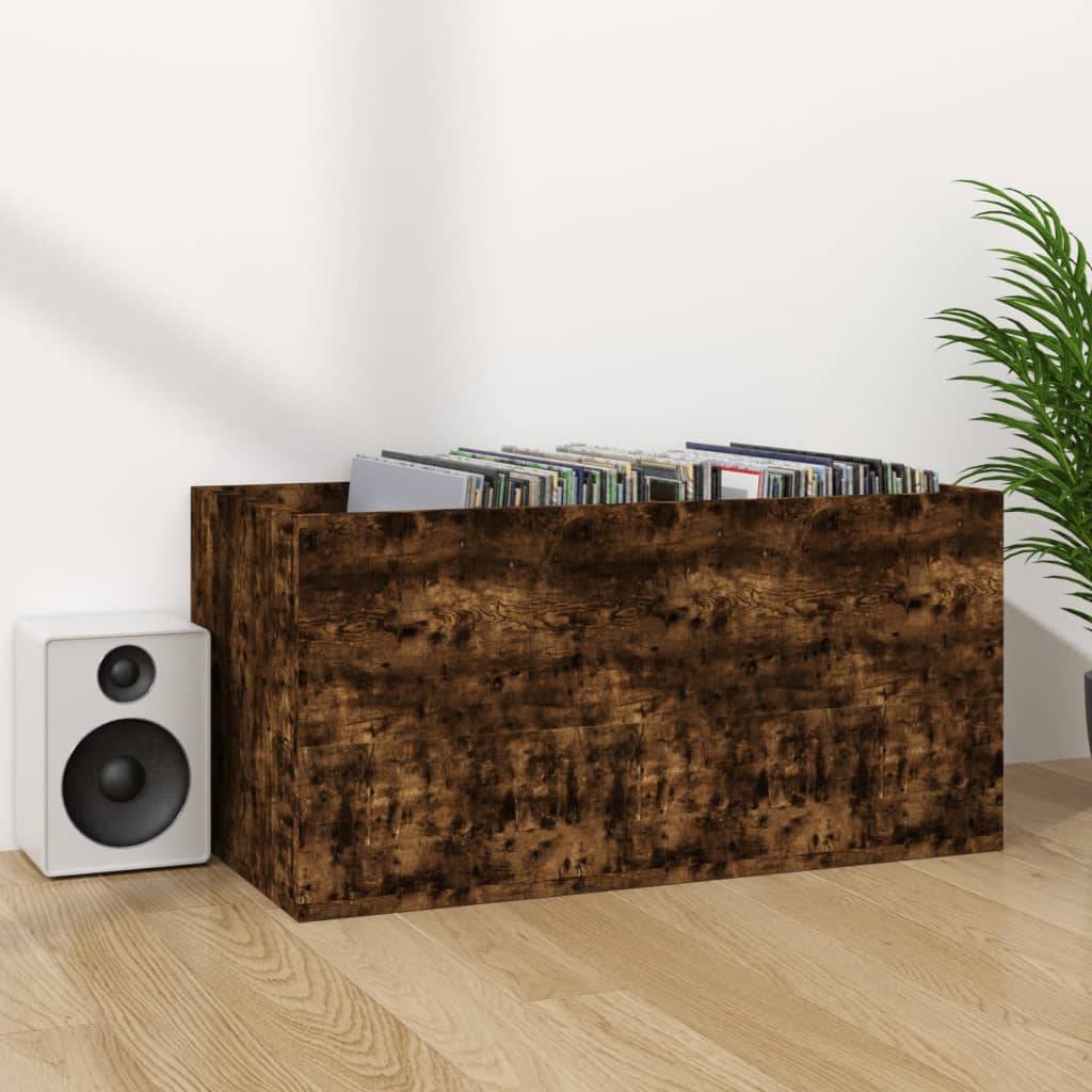 vidaXL Schallplatten-Box Räuchereiche 71x34x36 cm Holzwerkstoff