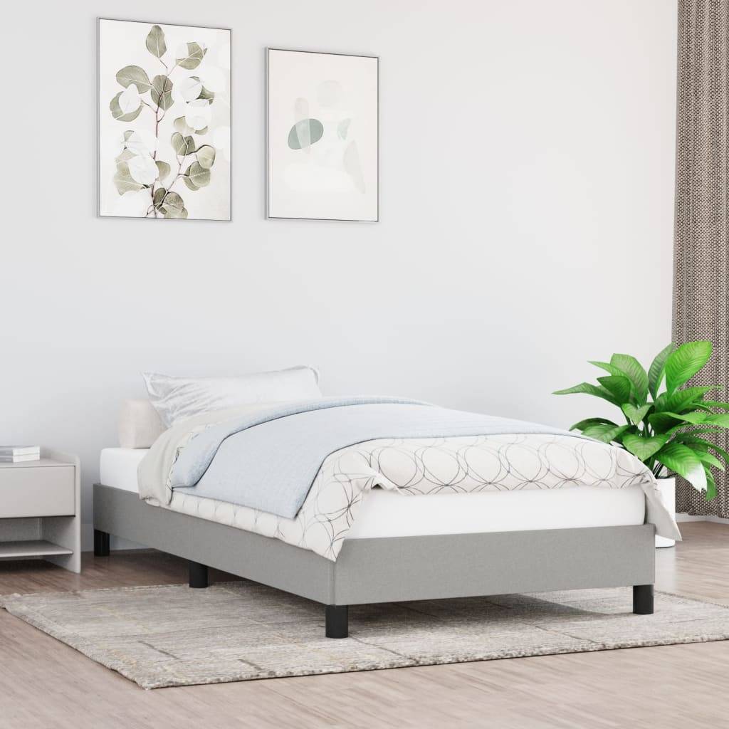 vidaXL Bettgestell ohne Matratze Hellgrau 90x200 cm Stoff