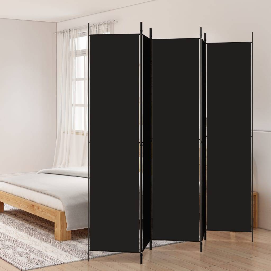 vidaXL 5-tlg. Paravent Schwarz 250x220 cm Stoff