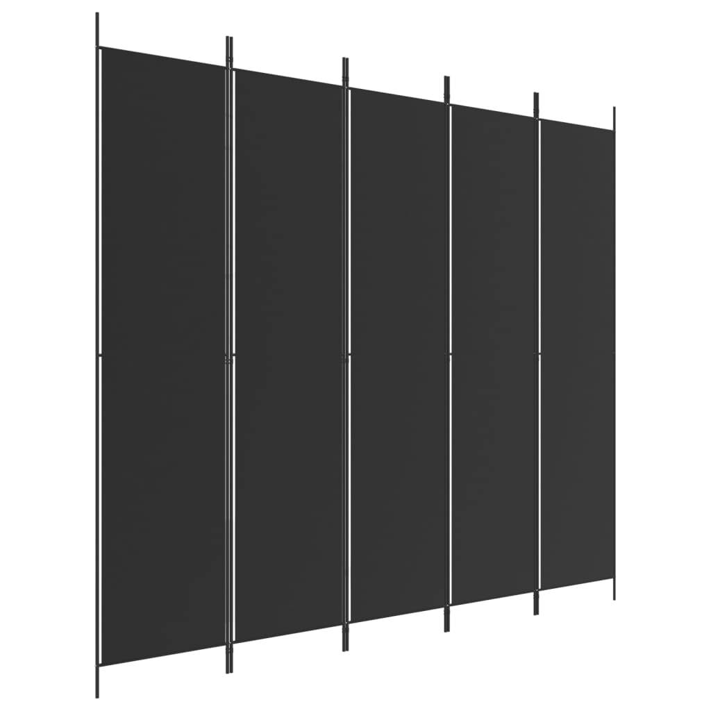 vidaXL 5-tlg. Paravent Schwarz 250x220 cm Stoff