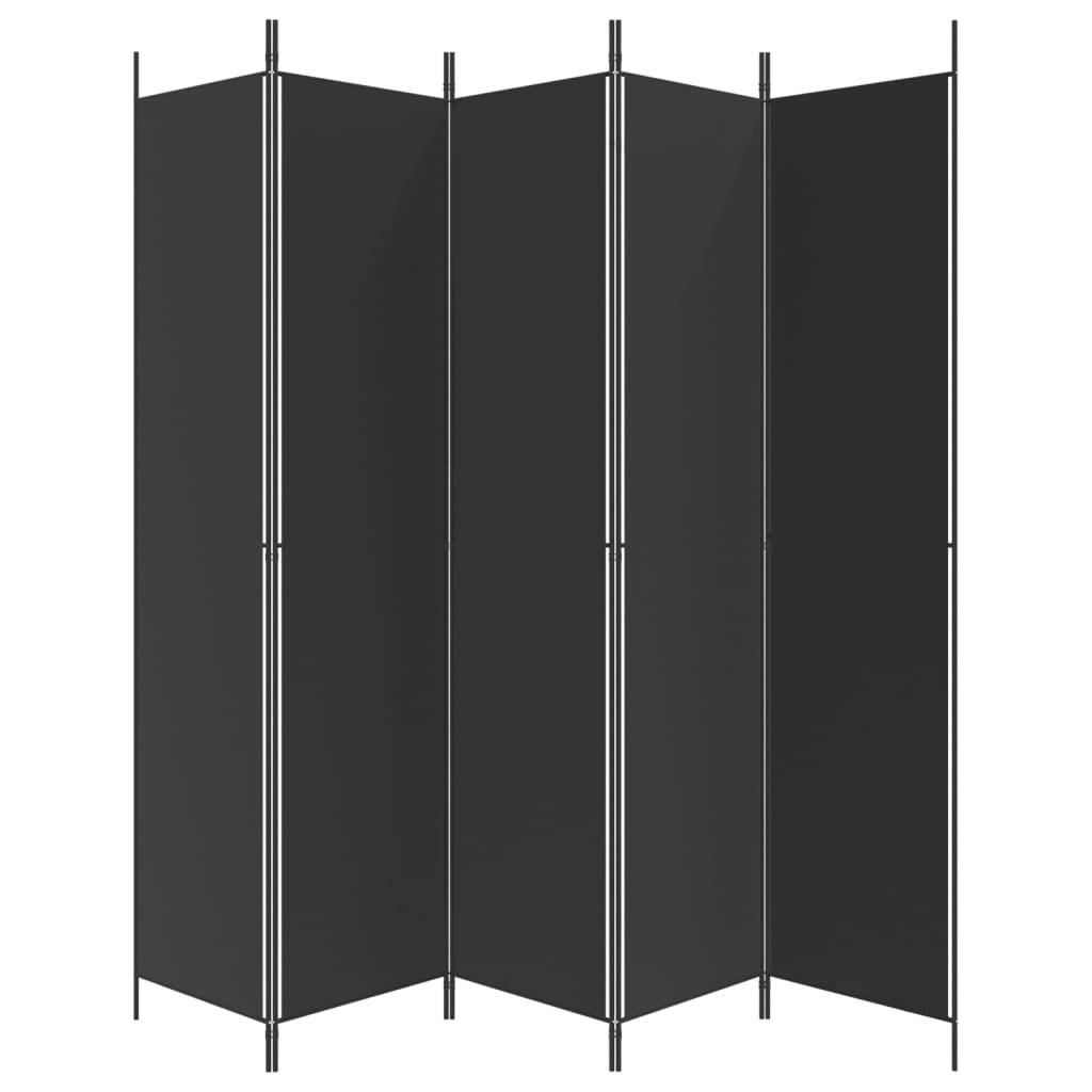 vidaXL 5-tlg. Paravent Schwarz 250x220 cm Stoff