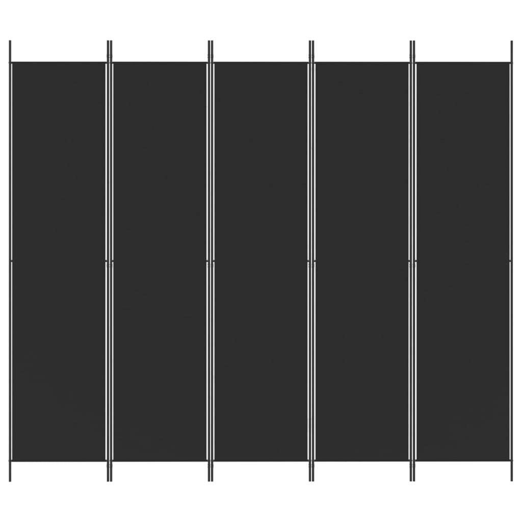 vidaXL 5-tlg. Paravent Schwarz 250x220 cm Stoff