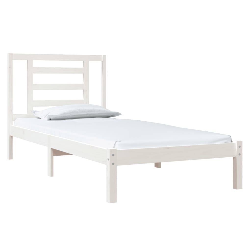 vidaXL Massivholzbett ohne Matratze Weiß 90x200 cm Kiefernholz