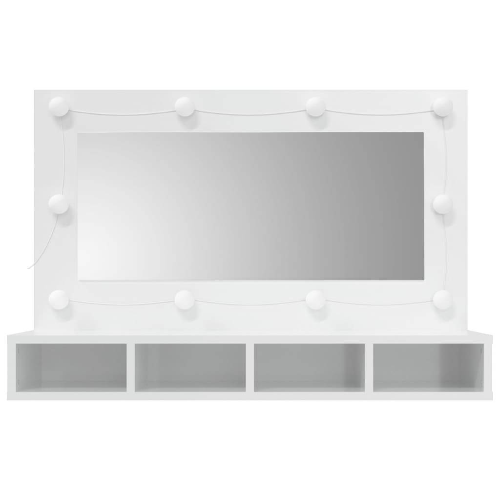 vidaXL Spiegelschrank mit LED Hochglanz-Weiß 90x31,5x62 cm