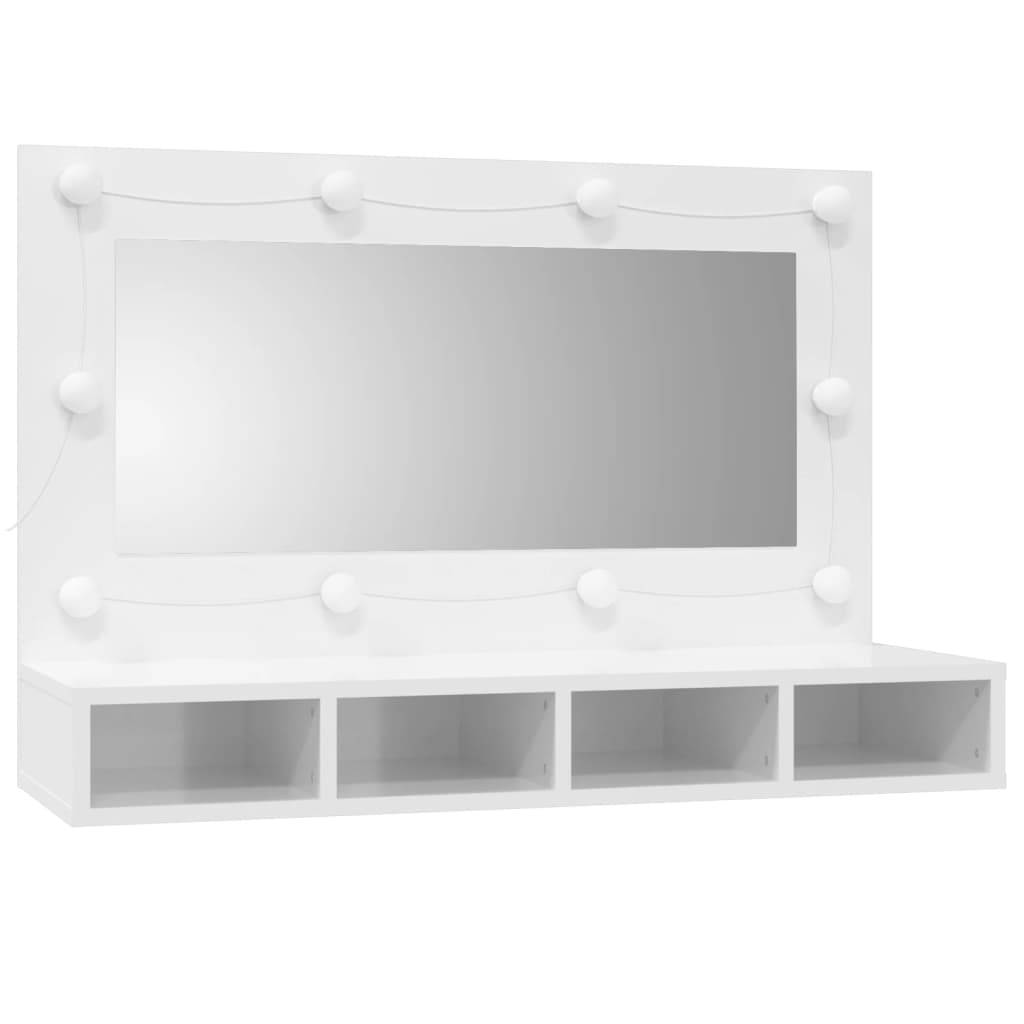 vidaXL Spiegelschrank mit LED Hochglanz-Weiß 90x31,5x62 cm