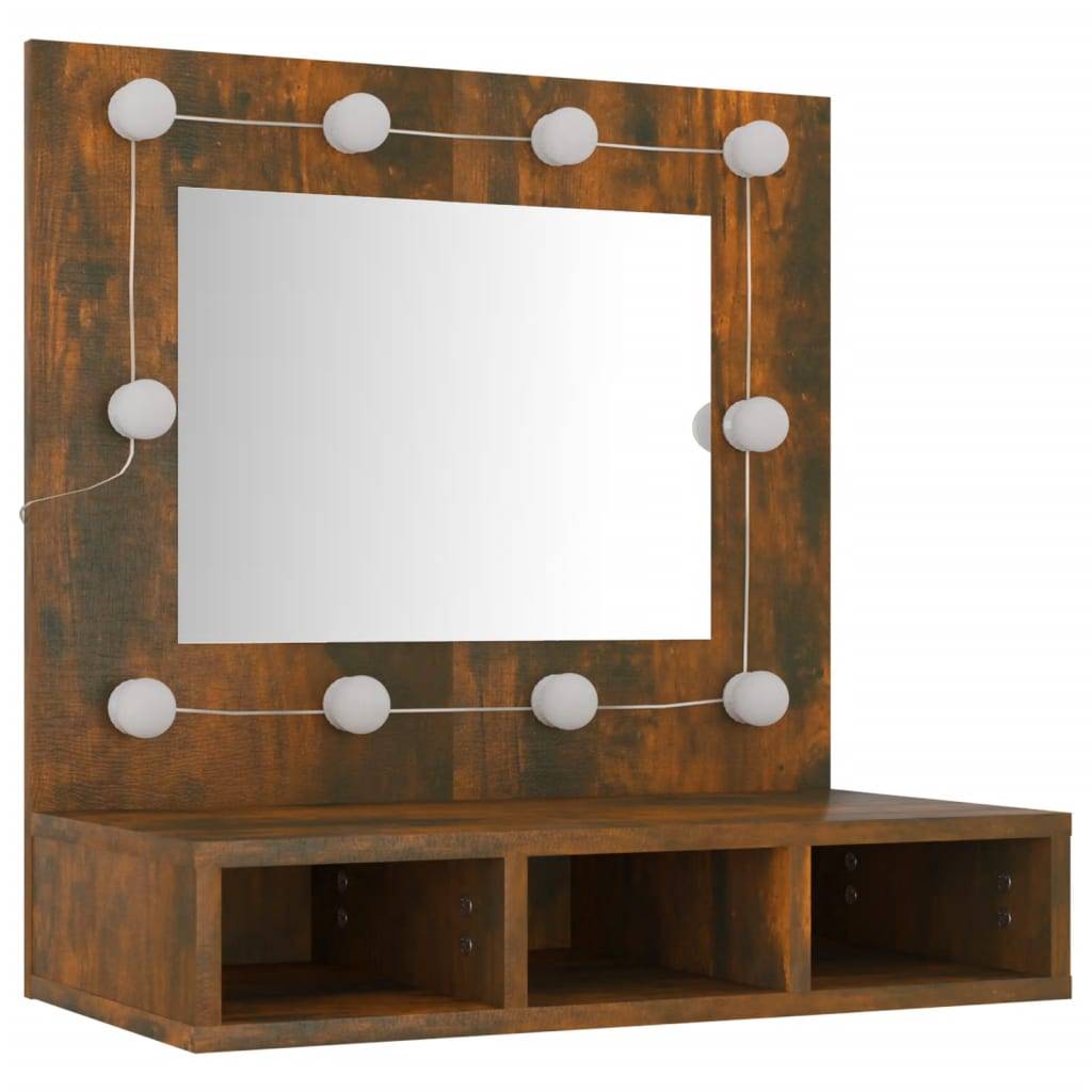vidaXL Spiegelschrank mit LED Räuchereiche 60x31,5x62 cm