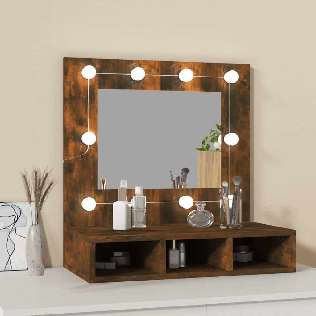 vidaXL Spiegelschrank mit LED Räuchereiche 60x31,5x62 cm