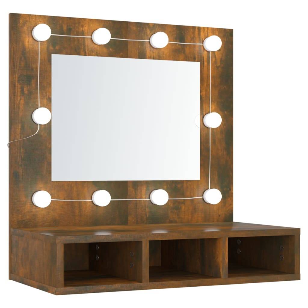 vidaXL Spiegelschrank mit LED Räuchereiche 60x31,5x62 cm