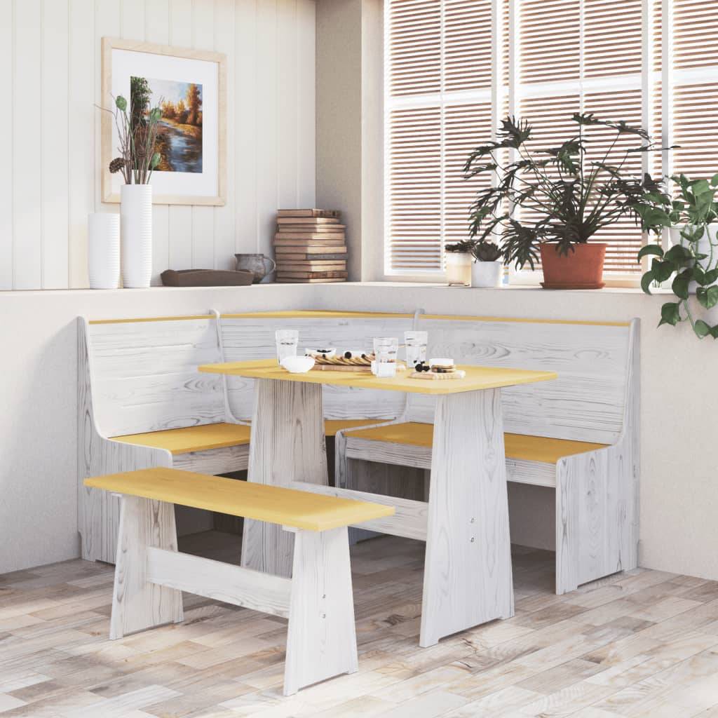 vidaXL Eckbank REINE 151 cm Honigbraun und Weiß Massivholz Kiefer