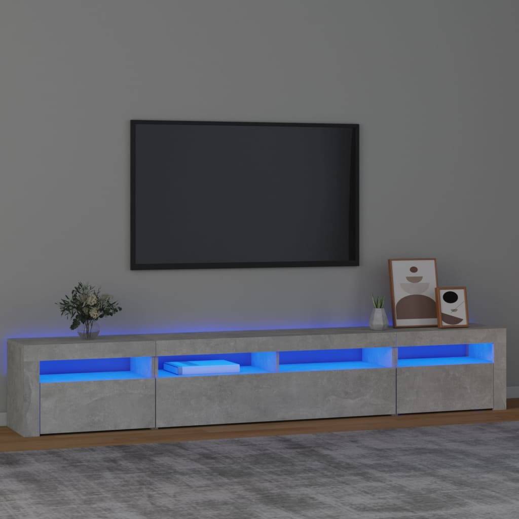 vidaXL TV-Schrank mit LED-Leuchten Betongrau 240x35x40 cm