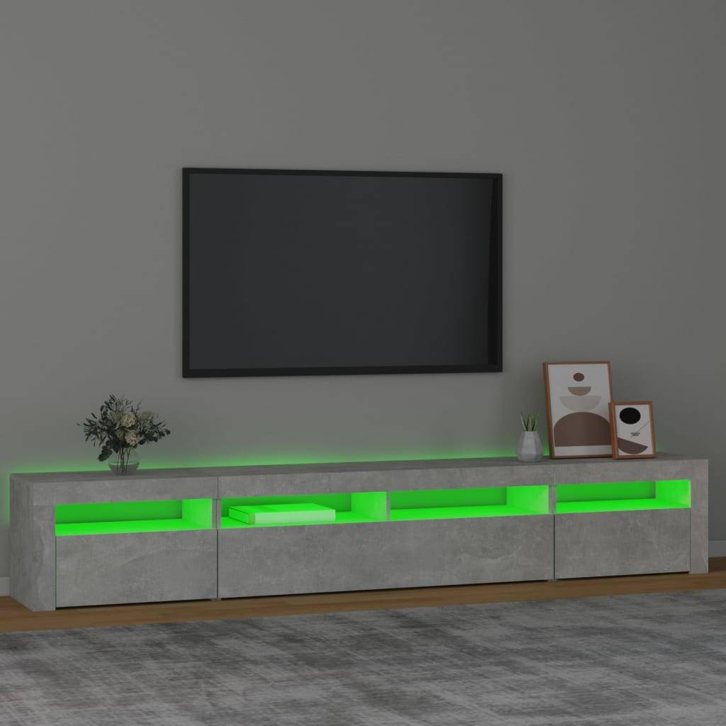 vidaXL TV-Schrank mit LED-Leuchten Betongrau 240x35x40 cm