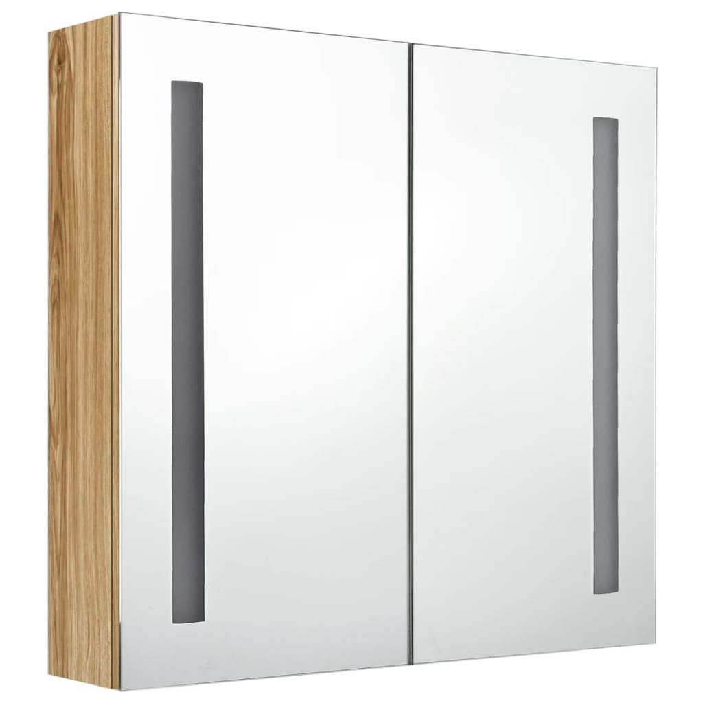 vidaXL LED-Bad-Spiegelschrank Eichenoptik 62x14x60 cm