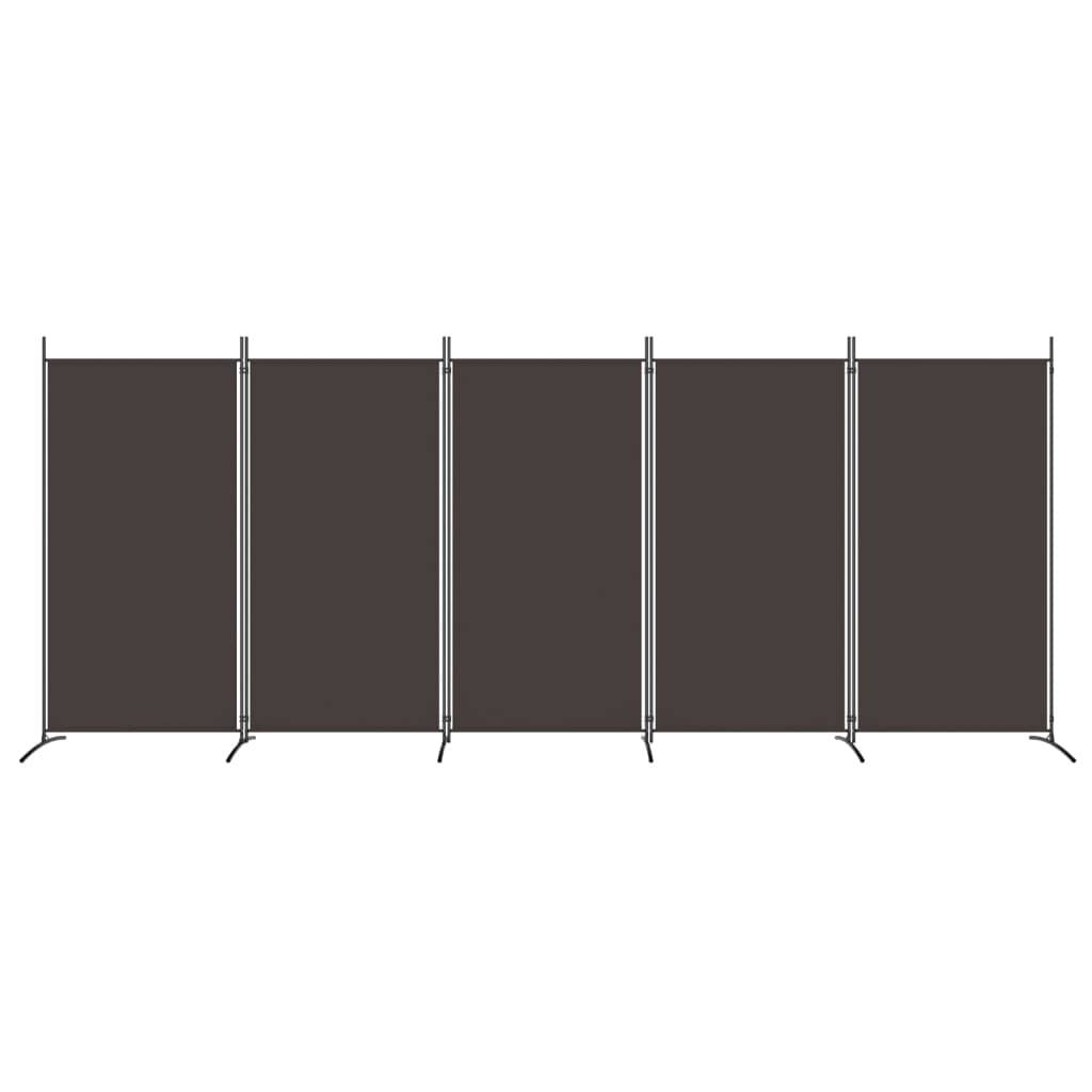 vidaXL 5-tlg. Paravent Braun 433x180 cm Stoff