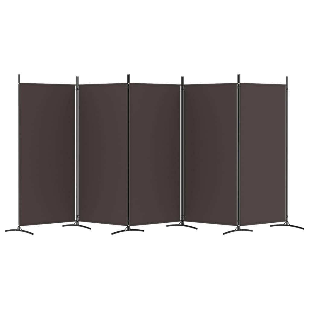 vidaXL 5-tlg. Paravent Braun 433x180 cm Stoff