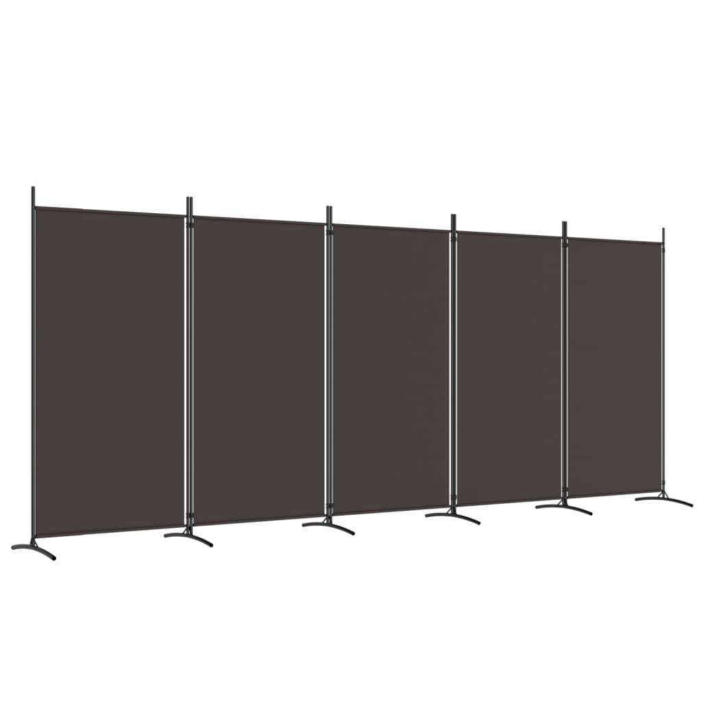 vidaXL 5-tlg. Paravent Braun 433x180 cm Stoff