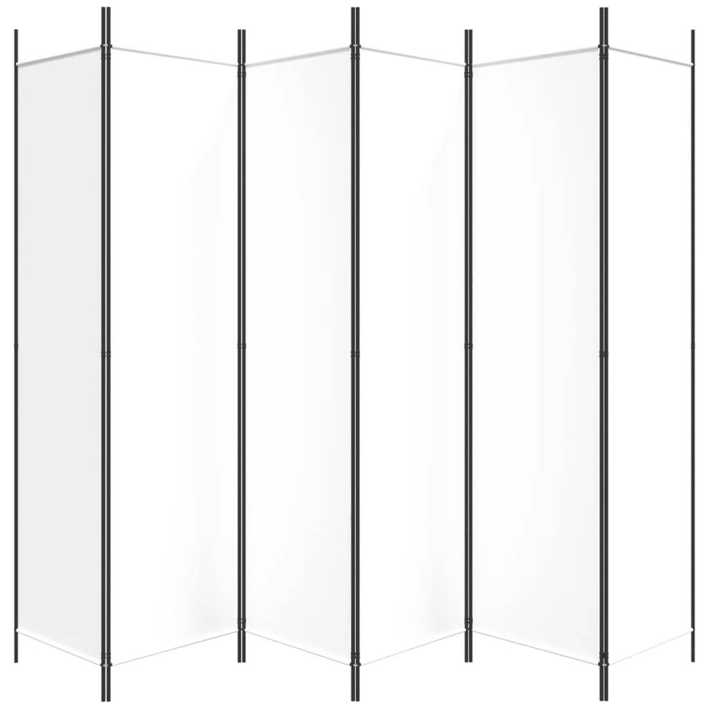 vidaXL 6-tlg. Paravent Weiß 300x200 cm Stoff