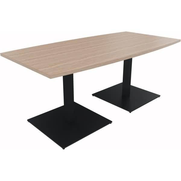 Besprechungstisch Tonneau Tellerfuß Quadrat B1800xT800/900xH720 anthrazit/Eiche Nat