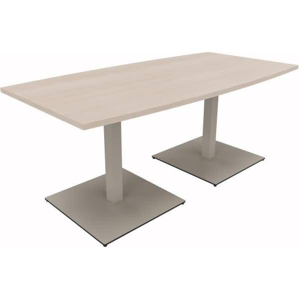 Besprechungstisch Tonneau Tellerfuß Quadrat B1800xT800/900xH720 silber/Akazie