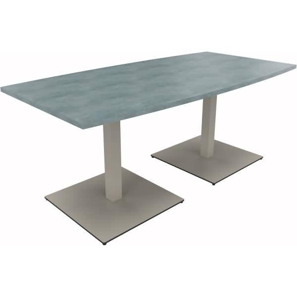 Besprechungstisch Tonneau Tellerfuß Quadrat B1800xT800/900xH720 silber/Beton