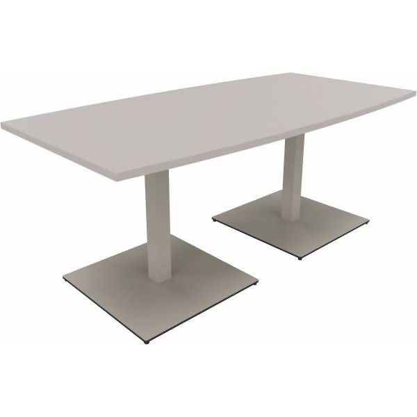 Besprechungstisch Tonneau Tellerfuß Quadrat B1800xT800/900xH720 silber/Lichtgrau