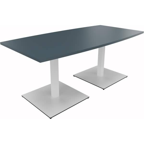 Besprechungstisch Tonneau Tellerfuß Quadrat B1800xT800/900xH720 weiß/Lavagrau