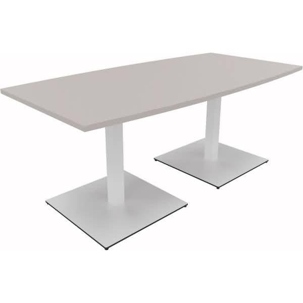 Besprechungstisch Tonneau Tellerfuß Quadrat B1800xT800/900xH720 weiß/Lichtgrau