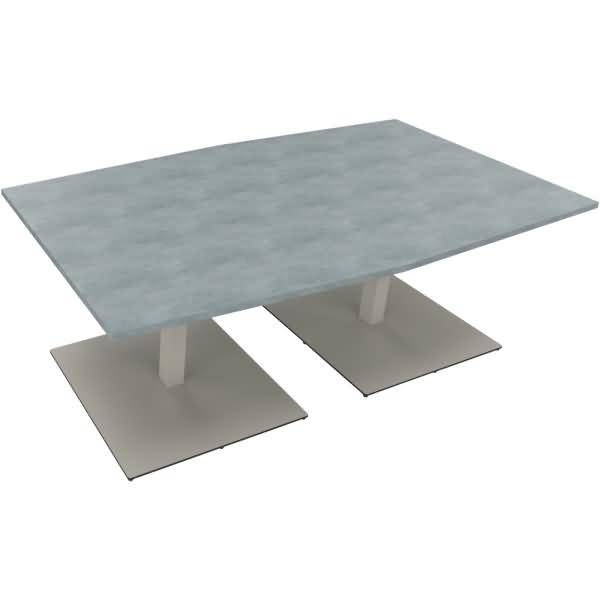 Besprechungstisch Tonneau Tellerfuß Quadrat B2000xT1000/1100xH720 silber/Beton