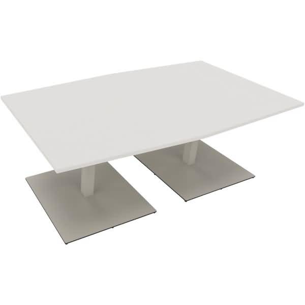 Besprechungstisch Tonneau Tellerfuß Quadrat B2000xT1000/1100xH720 silber/weiß