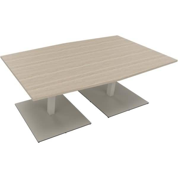 Besprechungstisch Tonneau Tellerfuß Quadrat B2000xT1000/1100xH720 silber/Eiche Nat