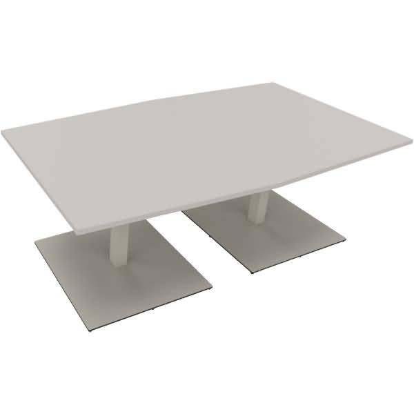 Besprechungstisch Tonneau Tellerfuß Quadrat B2000xT1000/1100xH720 silber/Lichtgrau