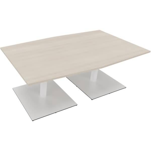 Besprechungstisch Tonneau Tellerfuß Quadrat B2000xT1000/1100xH720 weiß/Akazie