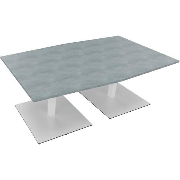 Besprechungstisch Tonneau Tellerfuß Quadrat B2000xT1000/1100xH720 weiß/Beton