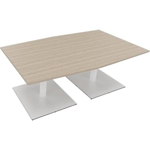 Besprechungstisch Tonneau Tellerfuß Quadrat B2000xT1000/1100xH720 weiß/Eiche Nat