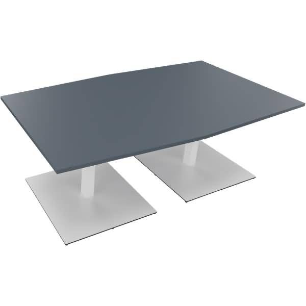 Besprechungstisch Tonneau Tellerfuß Quadrat B2000xT1000/1100xH720 weiß/Lavagrau