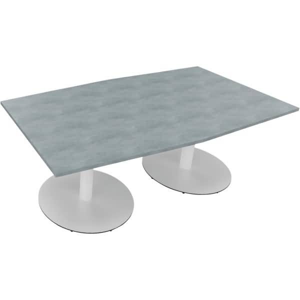 Besprechungstisch Tonneau Tellerfuß Rund B2000xT1000/1100xH720 weiß/Beton