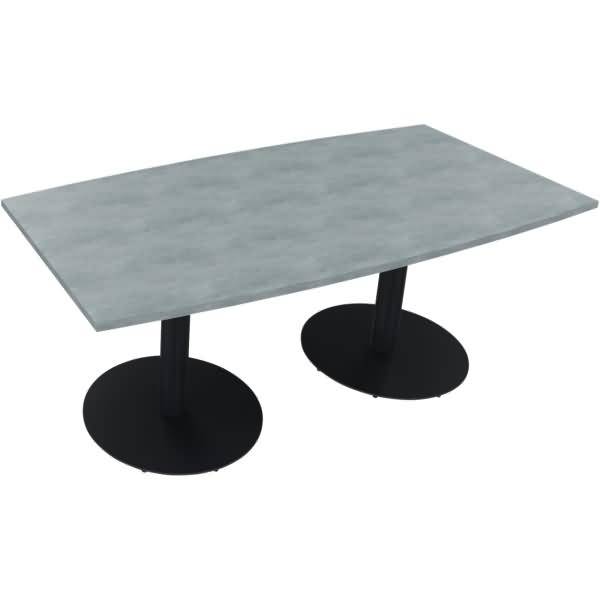 Besprechungstisch Tonneau Tellerfuß Rund B1800xT800/900xH720 anthrazit/Beton