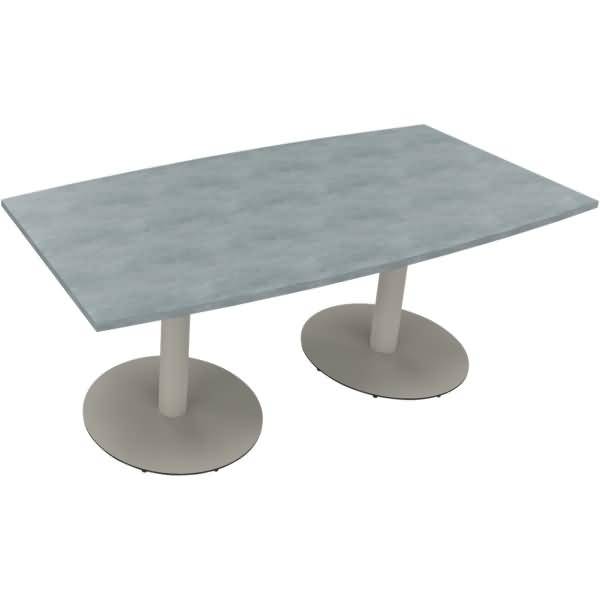 Besprechungstisch Tonneau Tellerfuß Rund B1800xT800/900xH720 silber/Beton