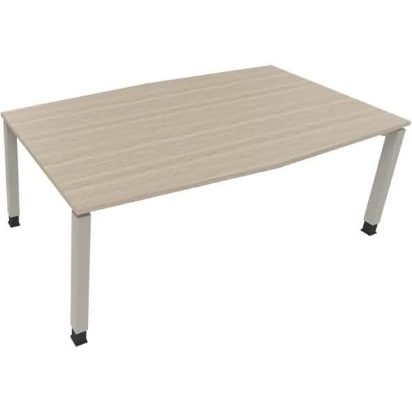 Besprechungstisch Tonneau Vierfuß Quadrat B2000xT1000/1100xH680-820 silber/Eiche