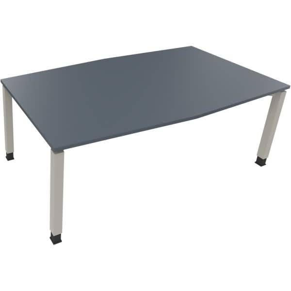 Besprechungstisch Tonneau Vierfuß Quadrat B2000xT1000/1100xH680-820 silber/Lava