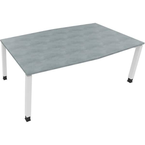 Besprechungstisch Tonneau Vierfuß Quadrat B2000xT1000/1100xH680-820 weiß/Beton