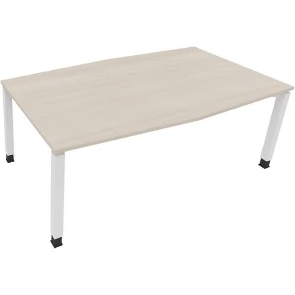 Besprechungstisch Tonneau Vierfuß Quadrat B2000xT1000/1100xH680-820 weiß/Akazie