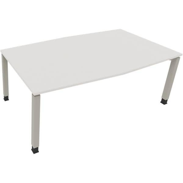 Besprechungstisch Tonneau Vierfuß Quadrat B2000xT1000/1100xH680-820 silber/weiß